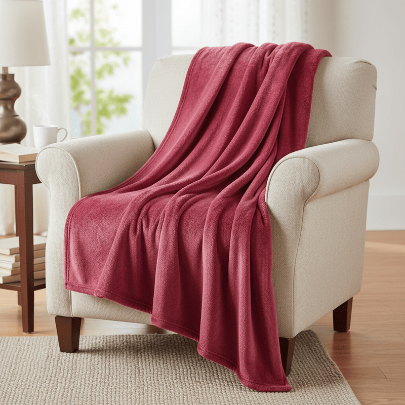 Harrow Fleece Throw Berry by Furn