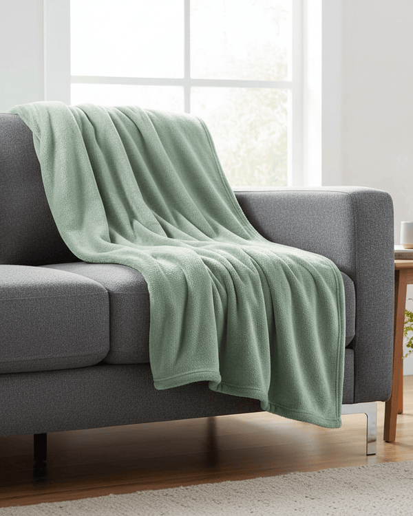 Harrow Fleece Throw Sage by Furn