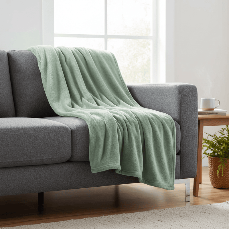 Harrow Fleece Throw Sage by Furn