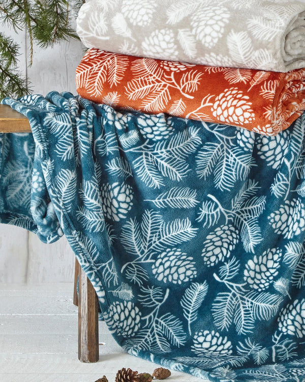 IRWIN WOODLAND FLEECE THROW – STONE / RUST / PINE by Furn