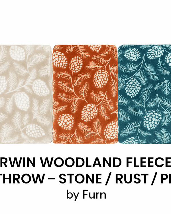 IRWIN WOODLAND FLEECE THROW – STONE / RUST / PINE by Furn