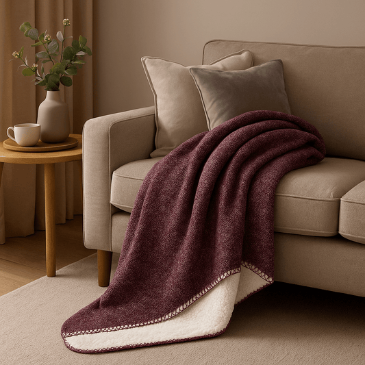 Furn (Riva Home) Throw NURREL SHERPA THROW – BERRY by Furn