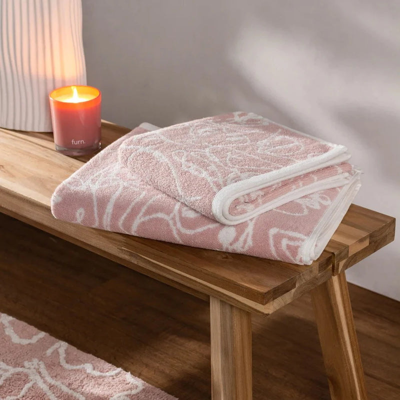 EVERYBODY ABSTRACT JACQUARD HAND TOWELS BLUSH | by Furn