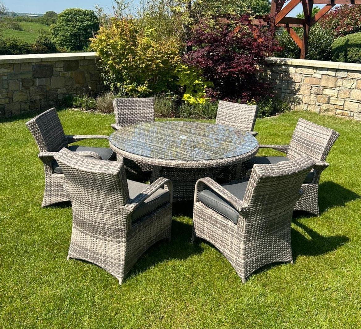 GIE 7 Piece Dark Rattan Dining Set