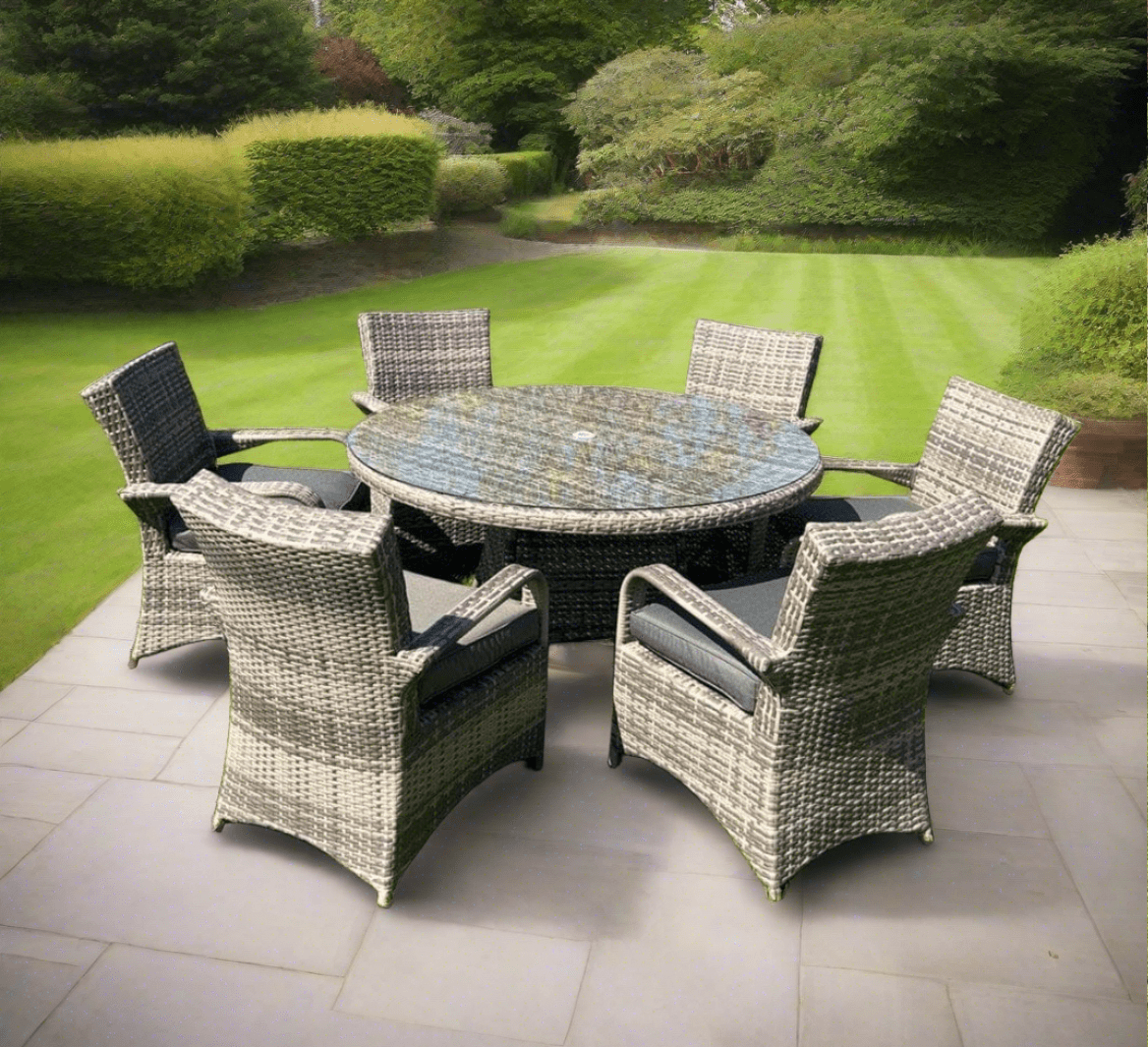 GIE 7 Piece Dark Rattan Dining Set