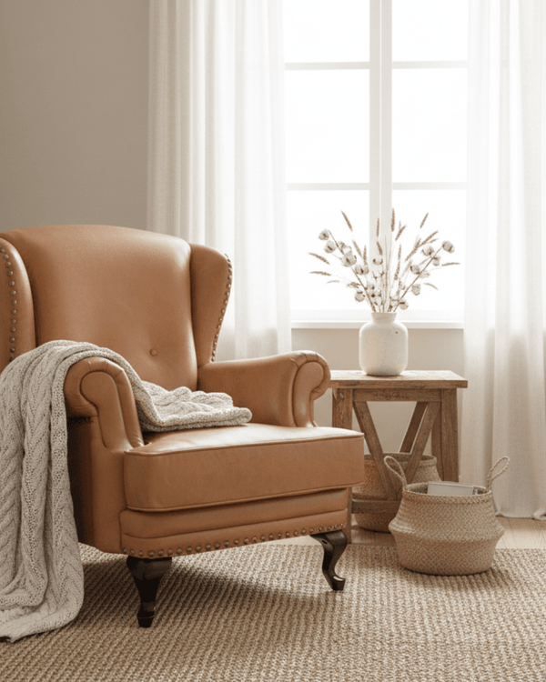 IMPERIAL LEATHER WINGBACK ARMCHAIR