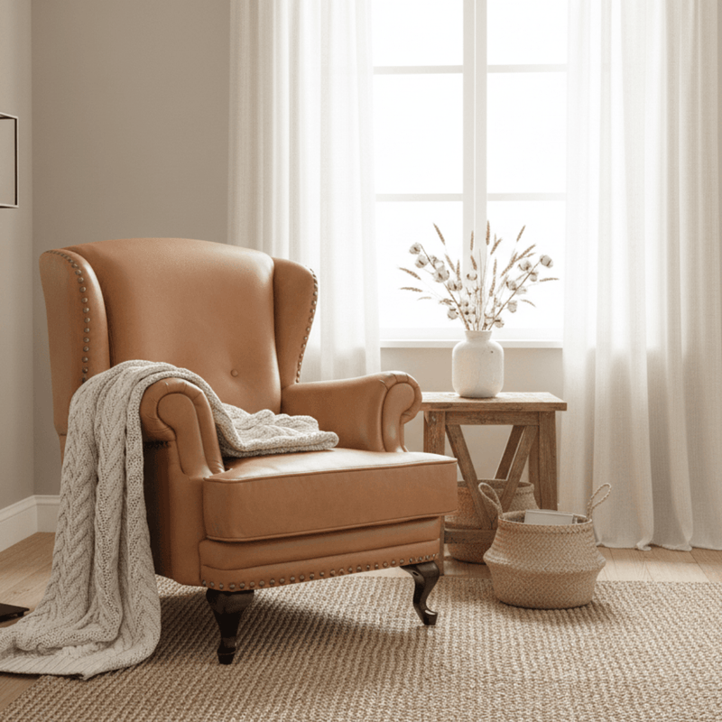 IMPERIAL LEATHER WINGBACK ARMCHAIR