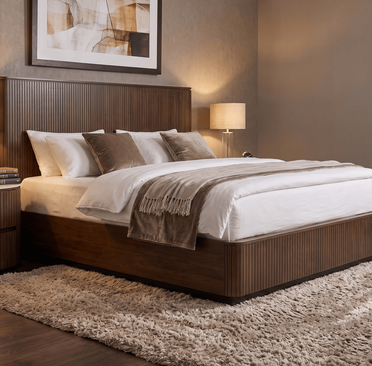 GIE Bed Base & Headboard 5ft King CLEO UPHOLSTERED BED – CHARCOAL by GIE
