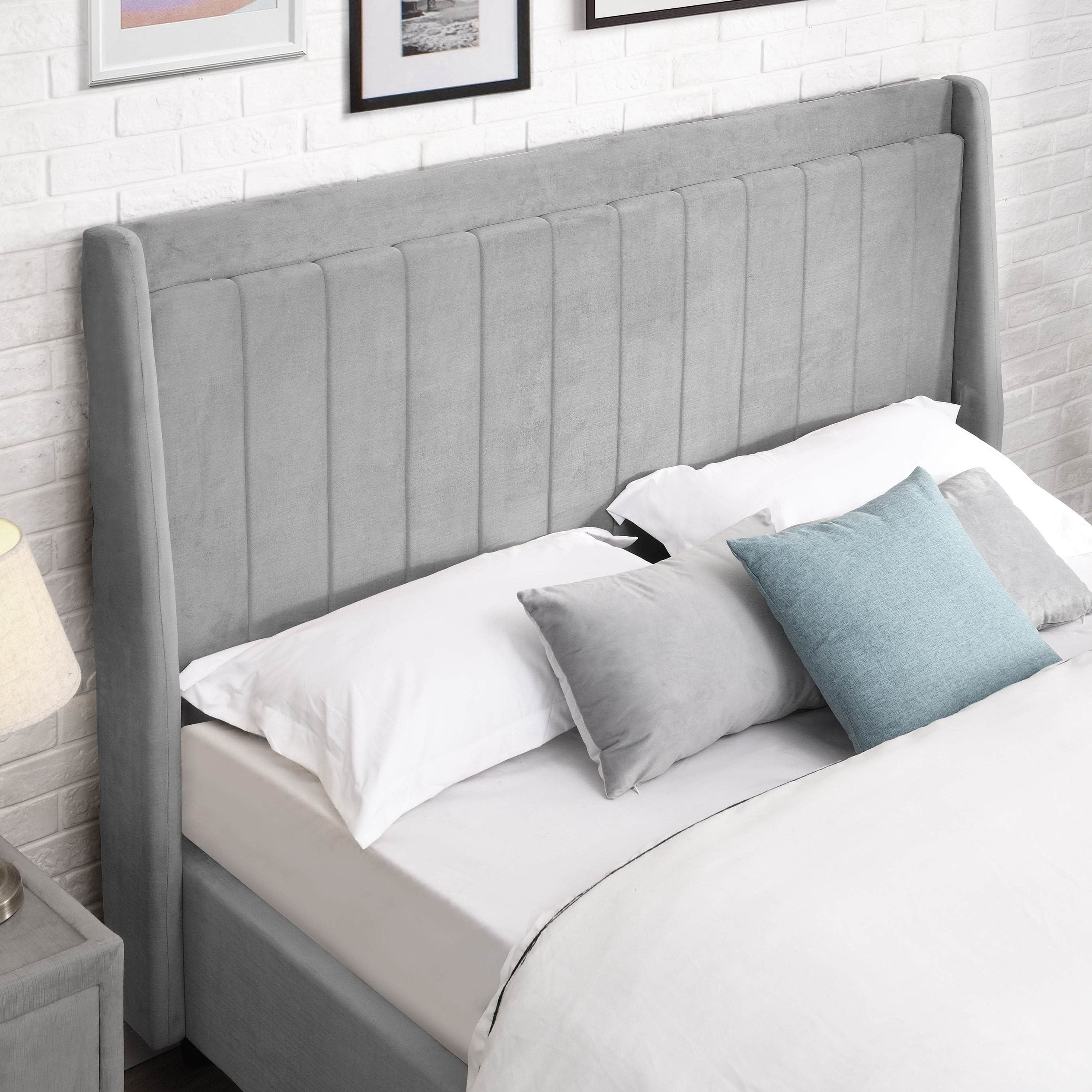 GIE Bed Base & Headboard MAYO UPHOLSTERED BED – GREY OR BEIGE by GIE