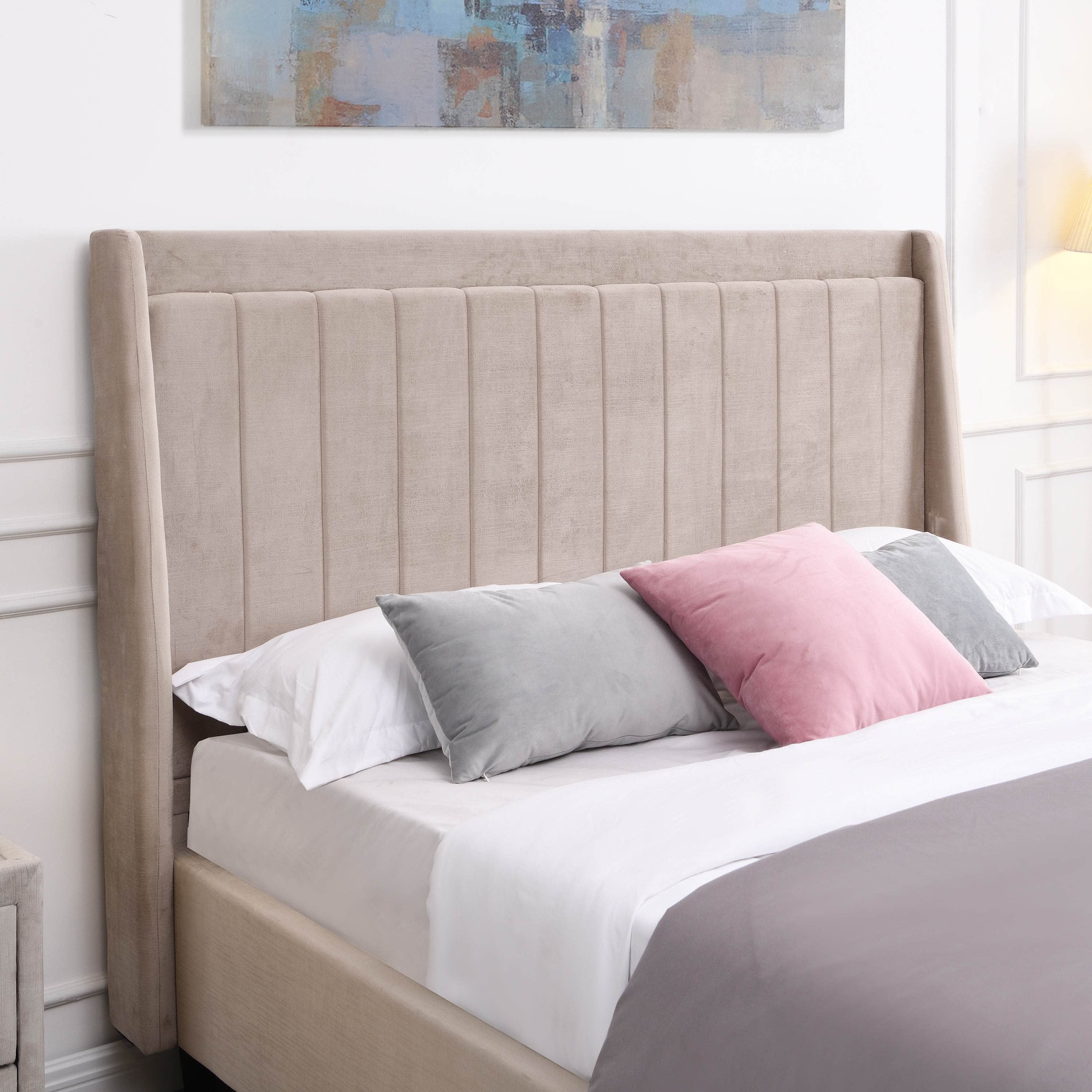 GIE Bed Base & Headboard MAYO UPHOLSTERED BED – GREY OR BEIGE by GIE