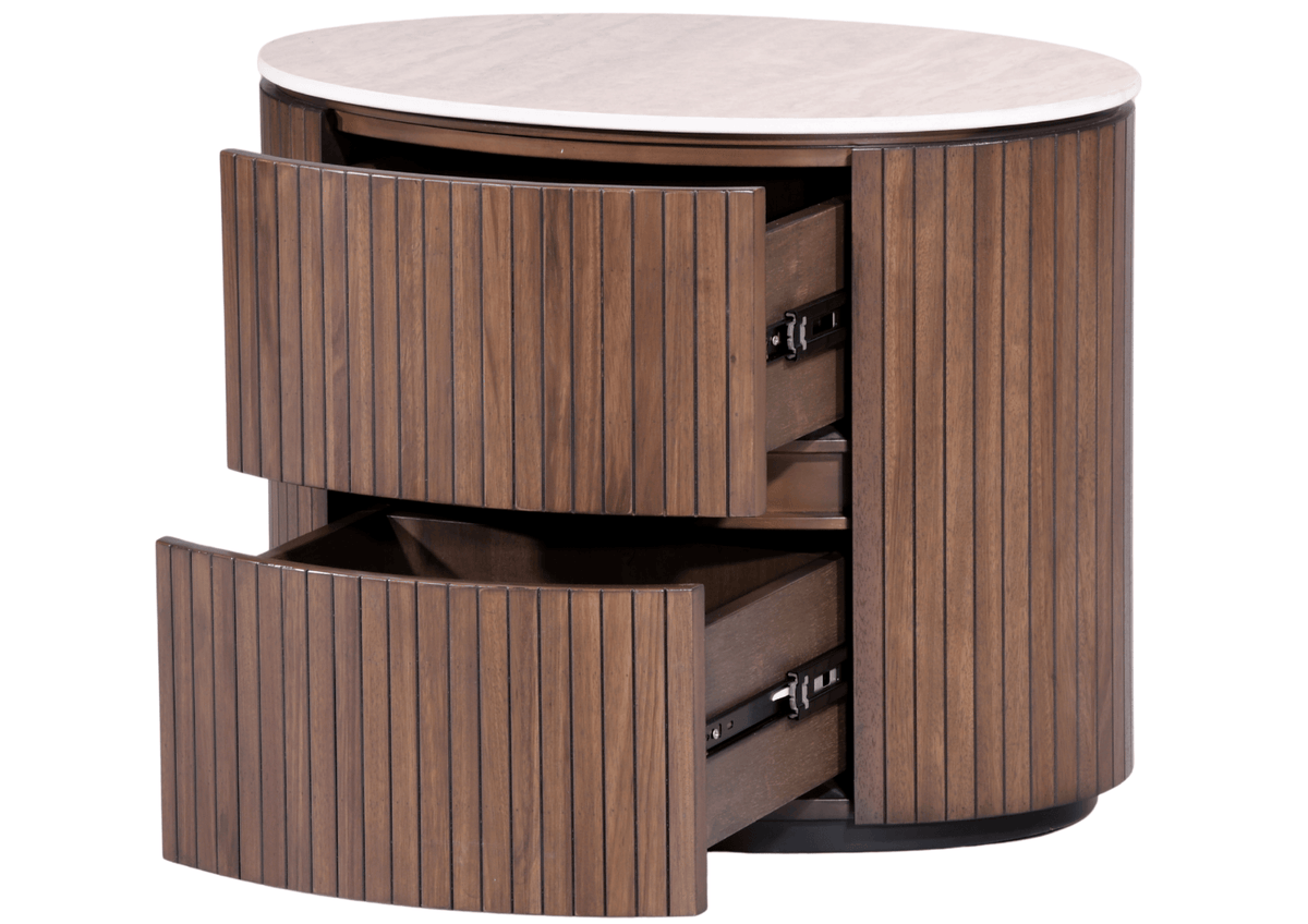 GIE Bedroom Vanities CLEO BEDROOM LOCKER – DARK WOOD &amp; MARBLE-LOOK TOP by GIE