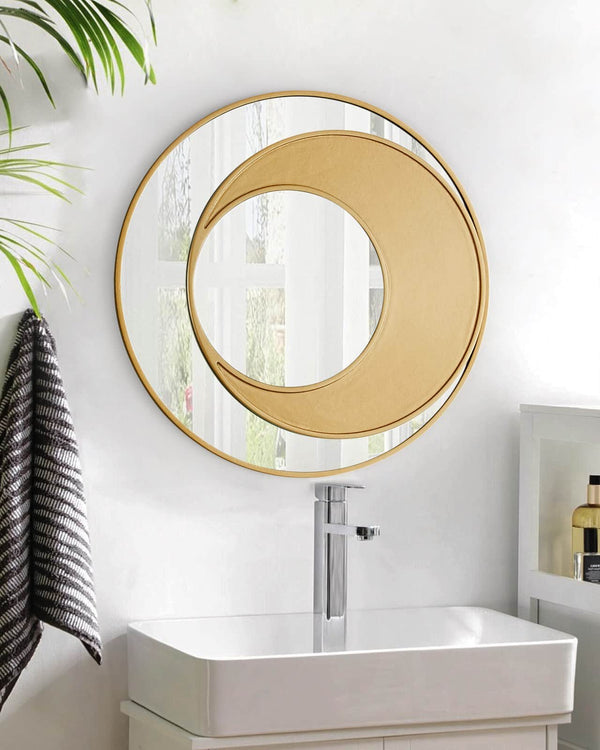 LUNA HALF-MOON GOLD CIRCULAR MIRROR  by GIE