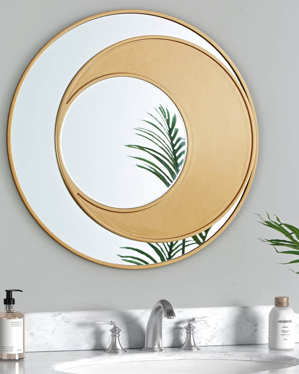 LUNA HALF-MOON GOLD CIRCULAR MIRROR  by GIE