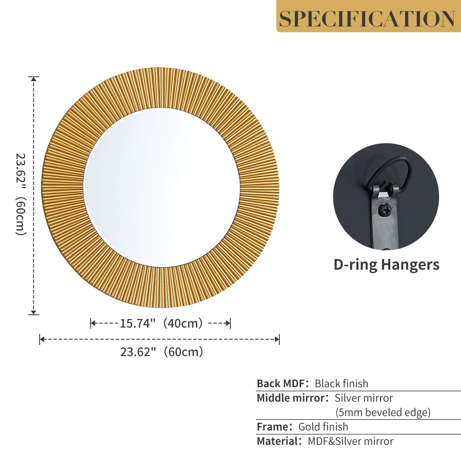 GIE Mirror RIVIERA GOLD RIVET CIRCULAR MIRROR  by GIE
