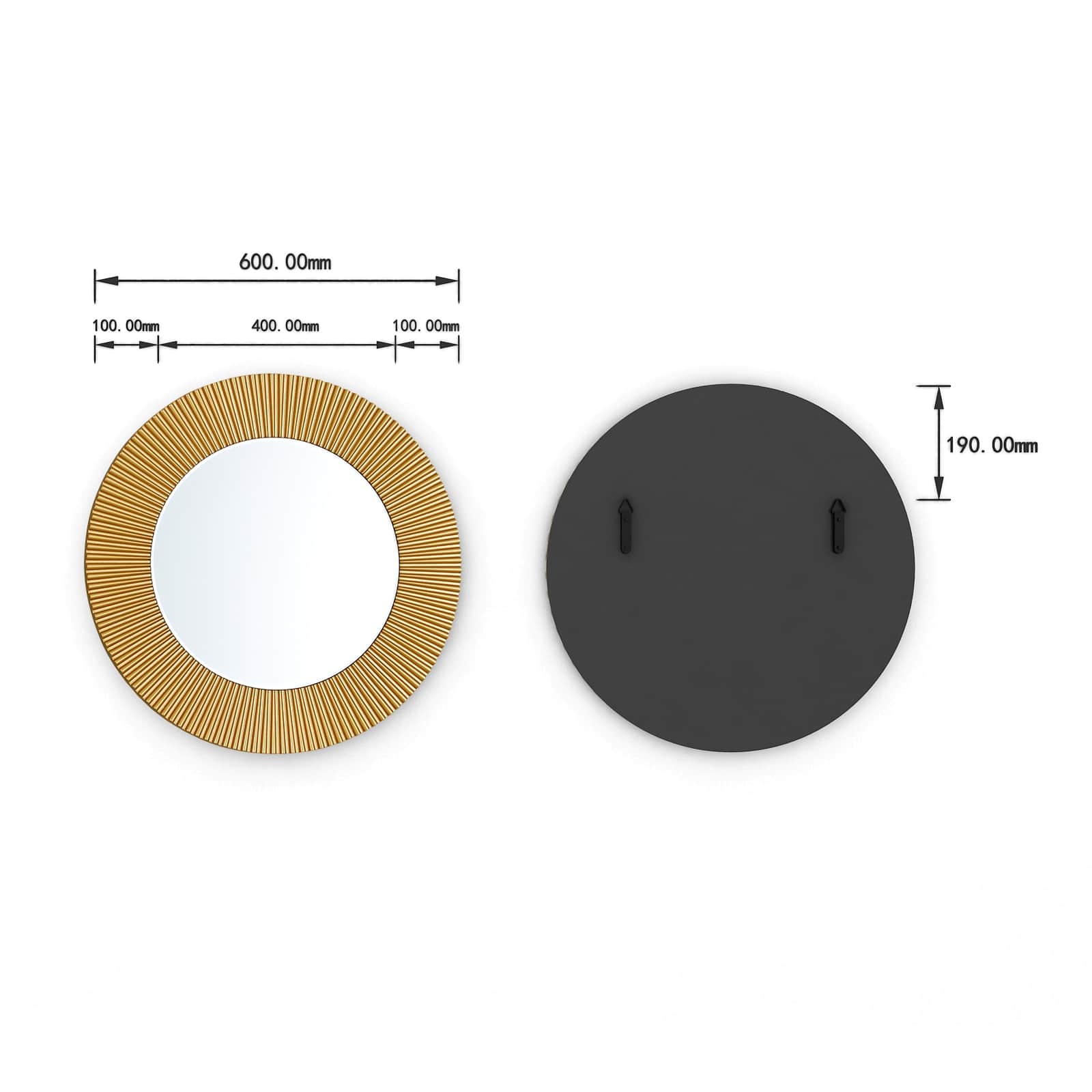 GIE Mirror RIVIERA GOLD RIVET CIRCULAR MIRROR  by GIE