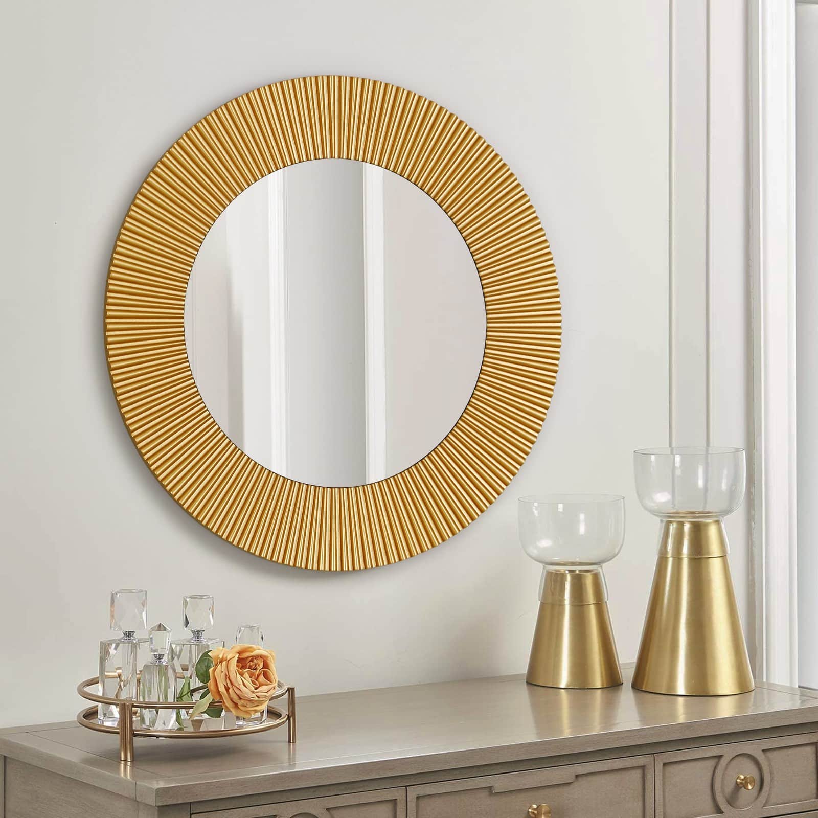 GIE Mirror RIVIERA GOLD RIVET CIRCULAR MIRROR  by GIE