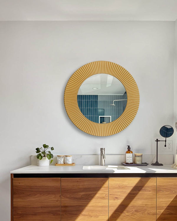 RIVIERA GOLD RIVET CIRCULAR MIRROR  by GIE