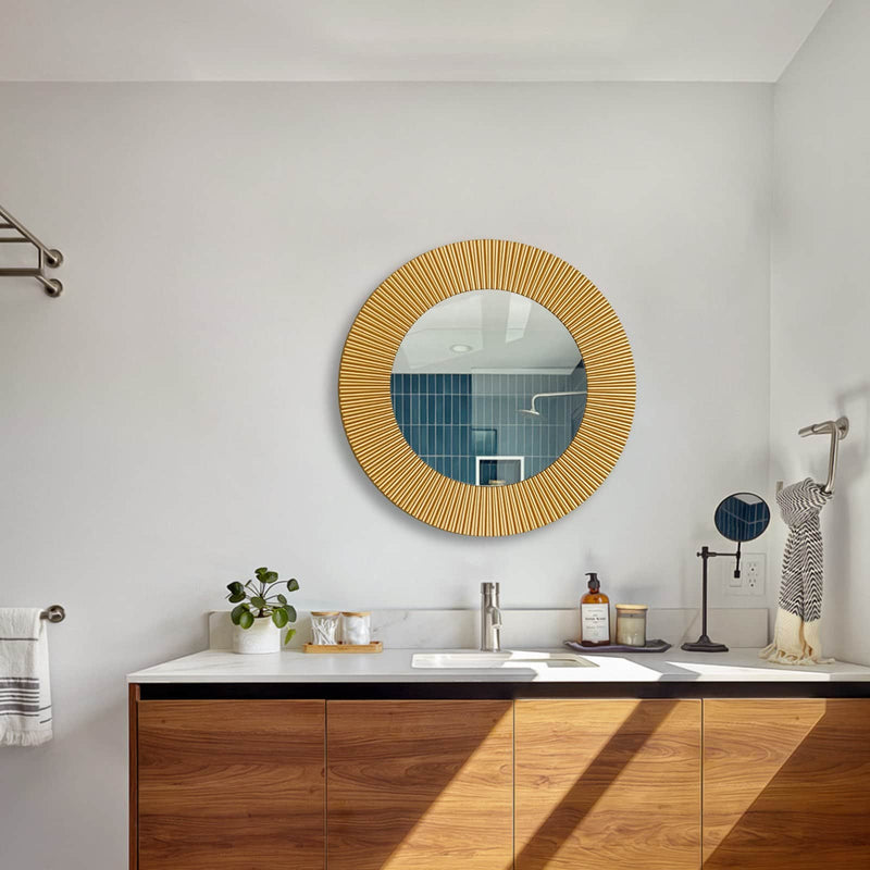 RIVIERA GOLD RIVET CIRCULAR MIRROR  by GIE