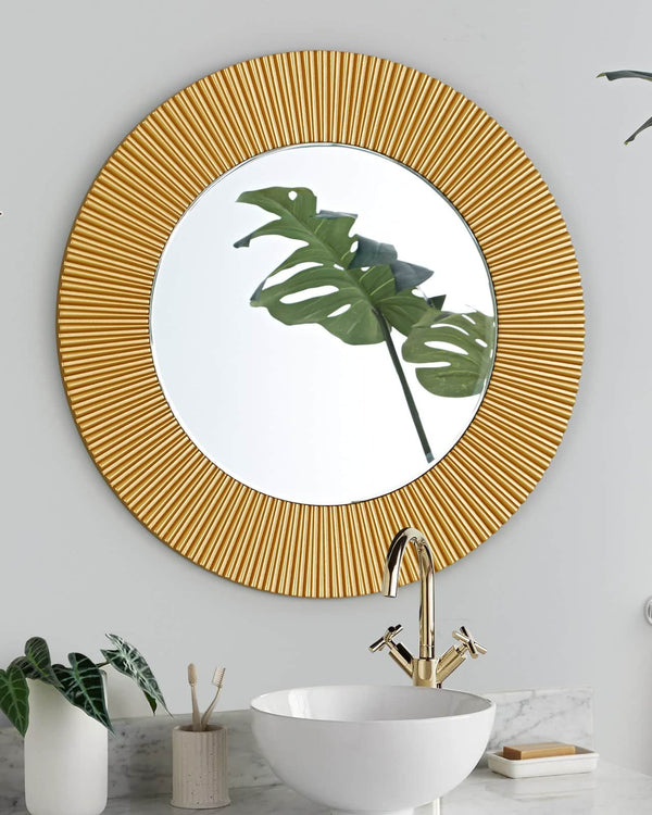 RIVIERA GOLD RIVET CIRCULAR MIRROR  by GIE