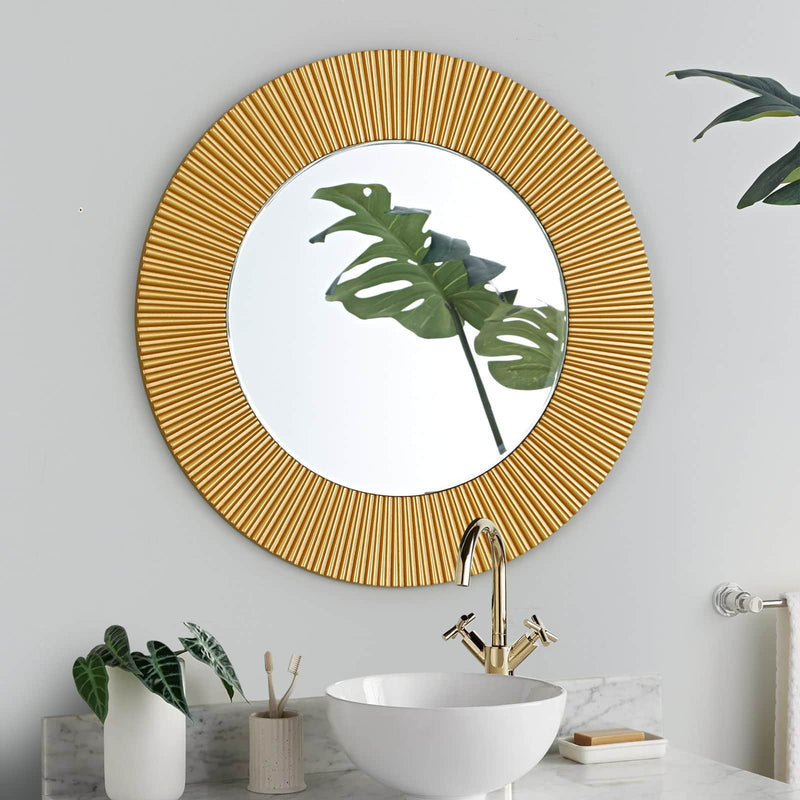 RIVIERA GOLD RIVET CIRCULAR MIRROR  by GIE