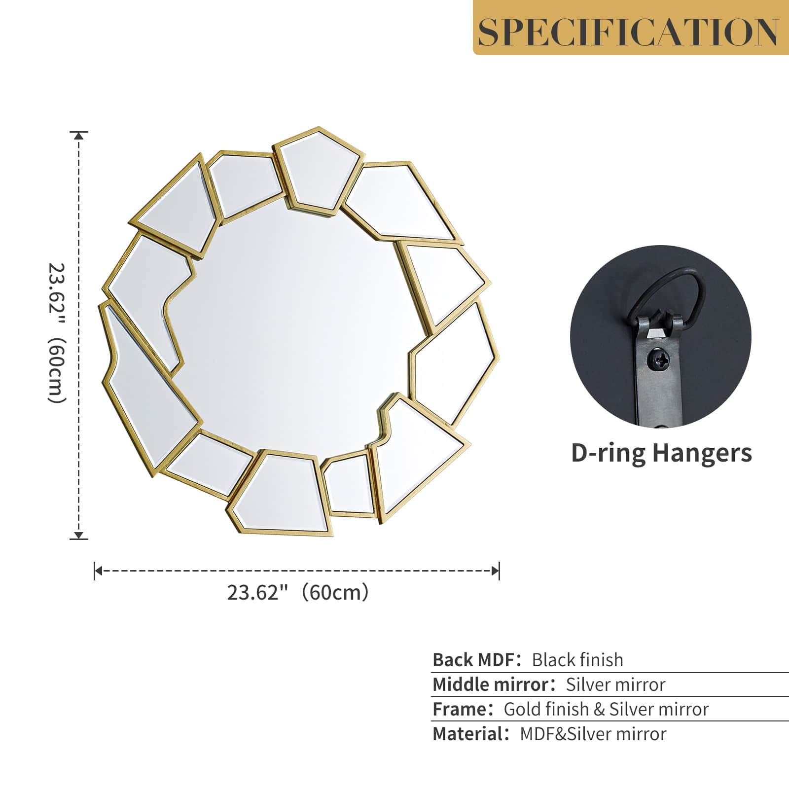 GIE Mirror SOLA GEOMETRIC GOLD ROUND MIRROR  by GIE.