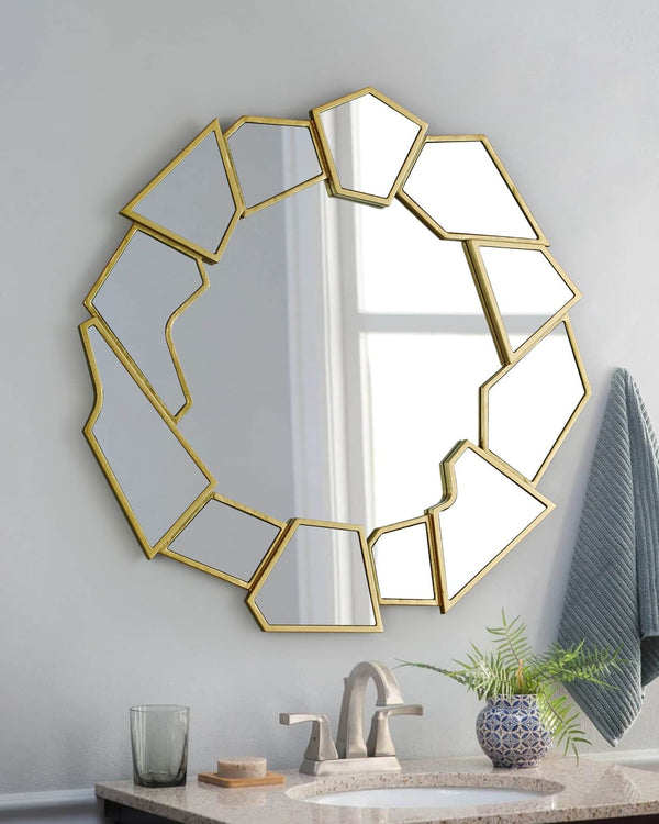SOLA GEOMETRIC GOLD ROUND MIRROR  by GIE.