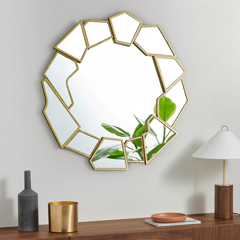 SOLA GEOMETRIC GOLD ROUND MIRROR  by GIE.