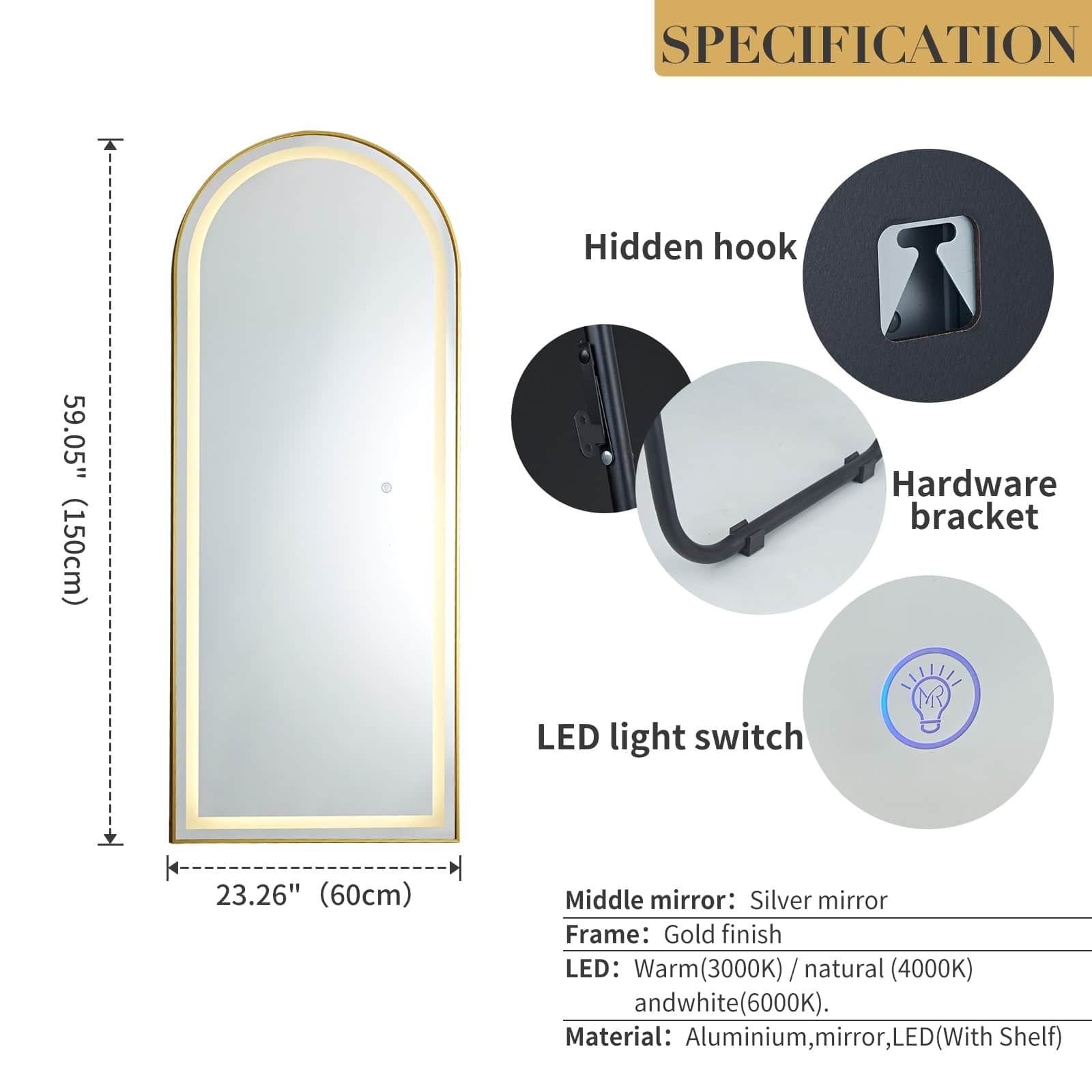 GIE Mirror THE AURELIA ARCHED LED MIRROR  by GIE