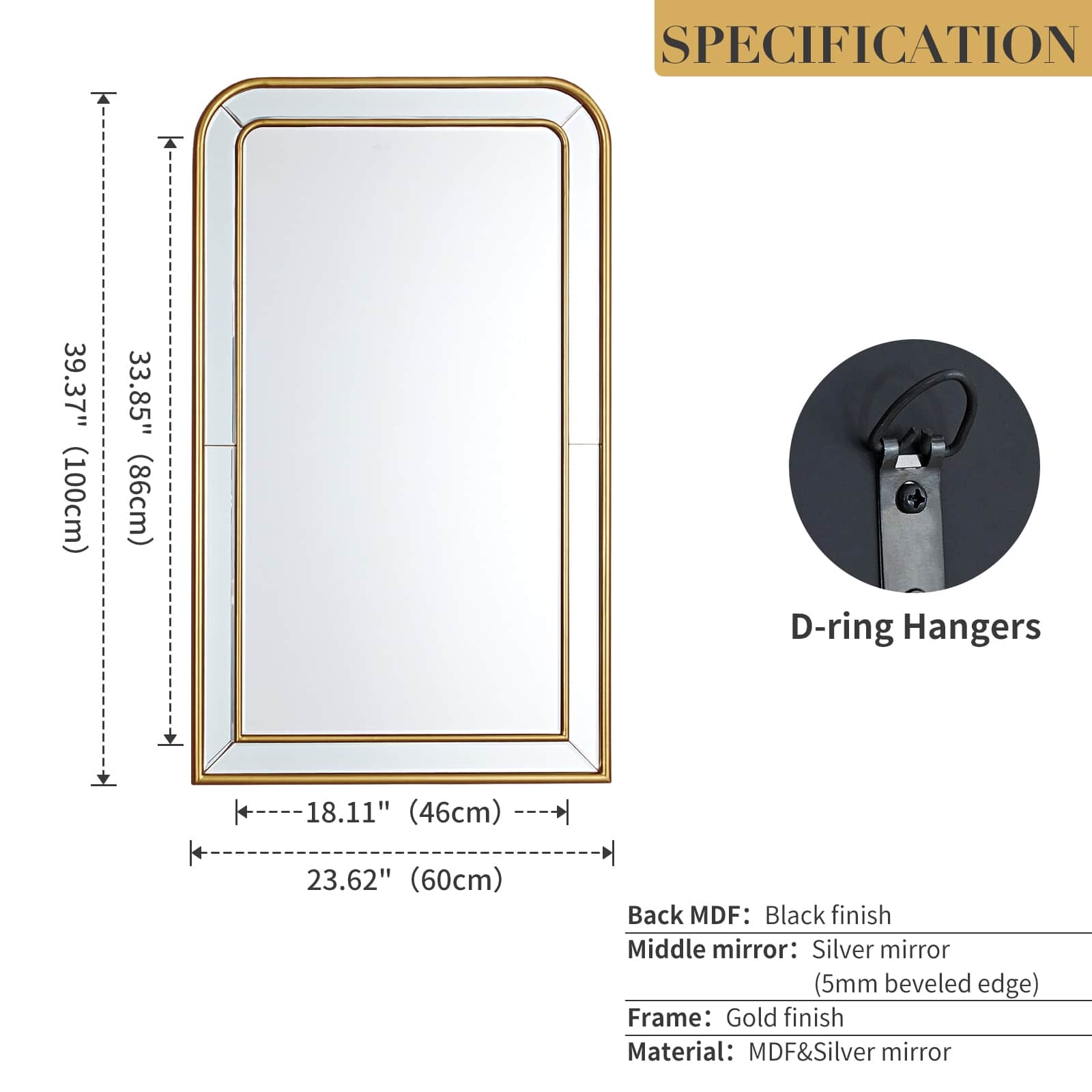 GIE Mirror VALENCIA ARCHED DUAL-TONE MIRROR  by GIE