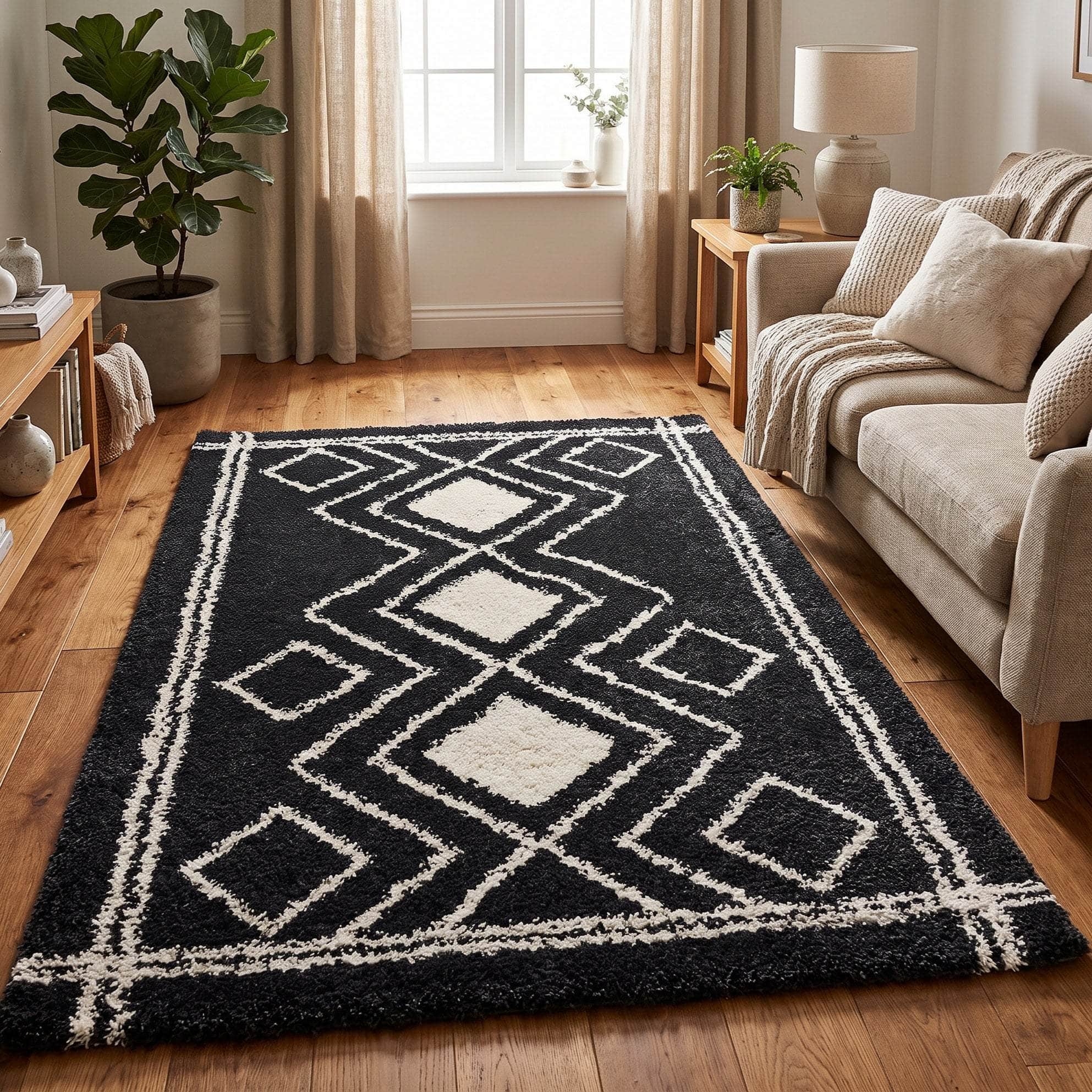 GIE Rugs Blue Navy 03 / 80/150cm ASHTON SHAGGY GEOMETRIC RUG COLLECTION by GIE