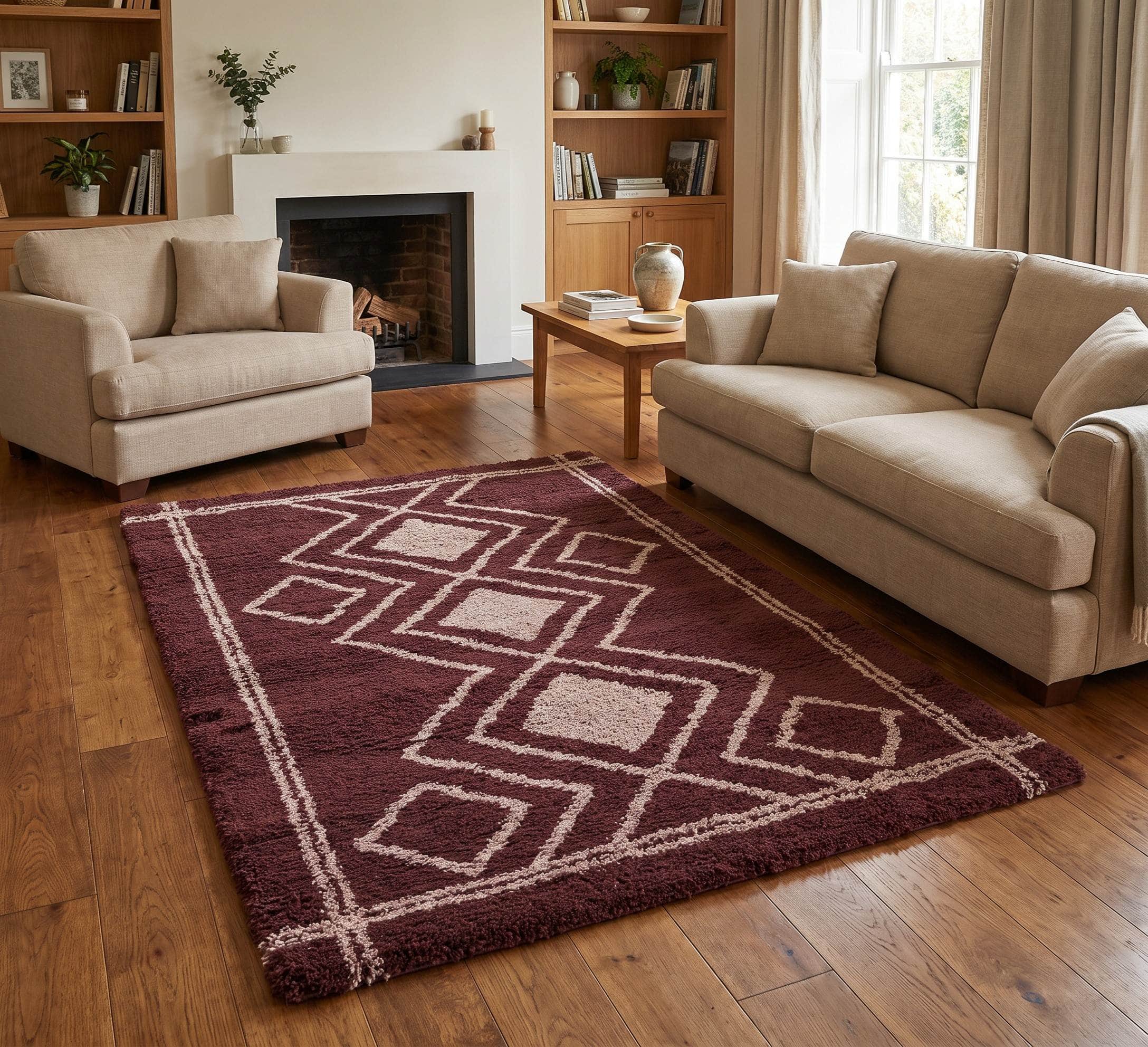 GIE Rugs Ivory Orange 01 / 80/150cm ASHTON SHAGGY GEOMETRIC RUG COLLECTION by GIE