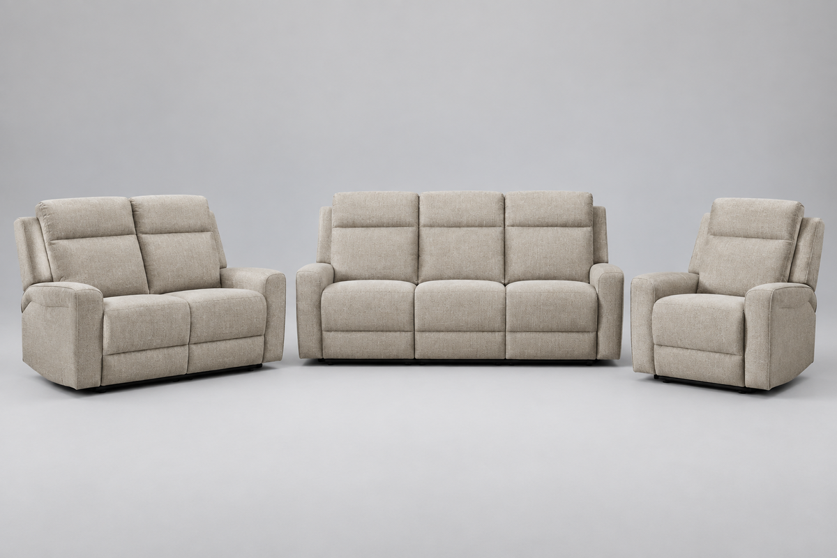 HARPER MANUAL RECLINING FABRIC COLLECTION – BEIGE by GIE