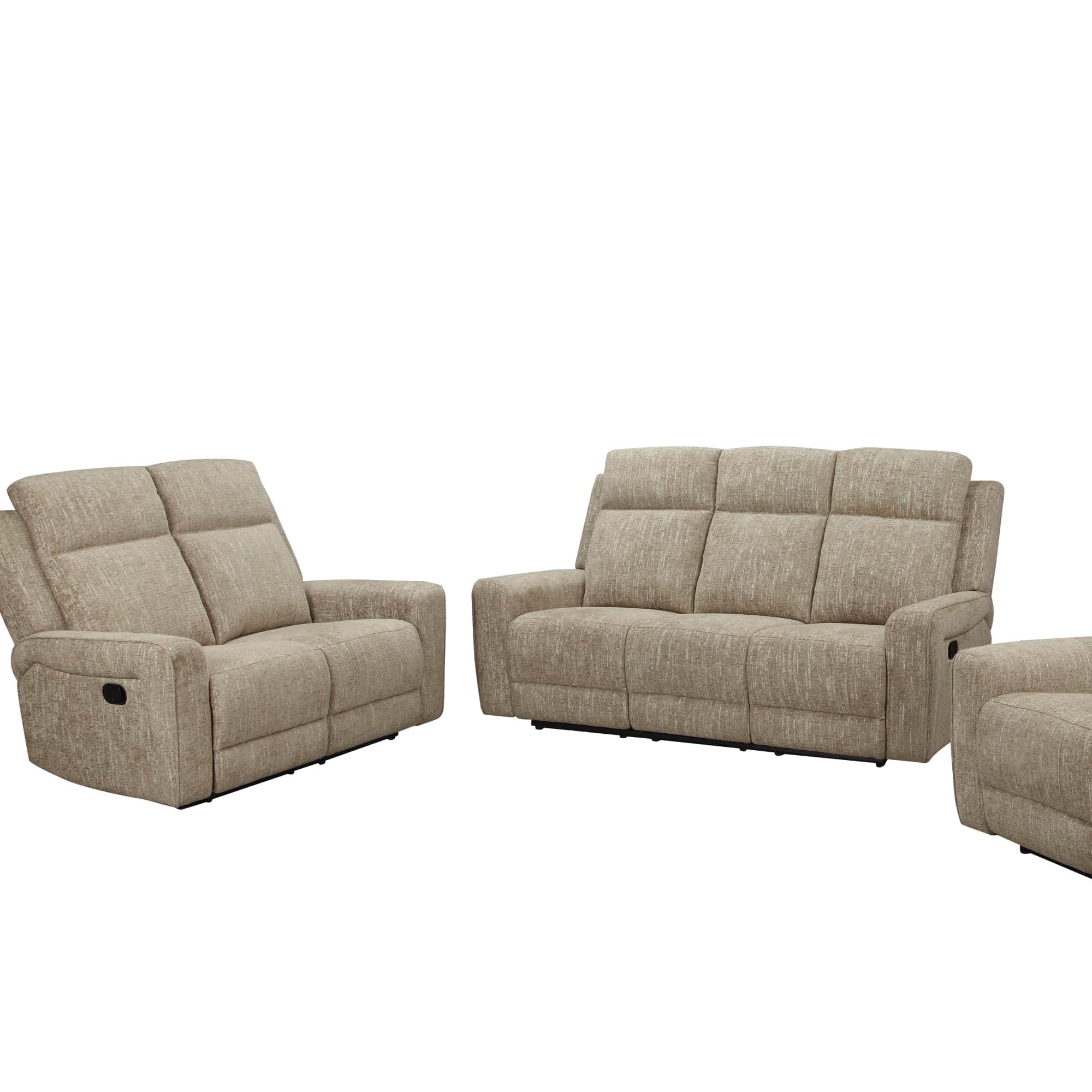 GIE Sofa HARPER MANUAL RECLINING FABRIC COLLECTION IN BEIGE