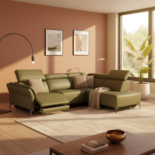 GIE Sofa No Ottoman THE MILAN FOREST GREEN ELECTRIC CORNER SUITE by GIE