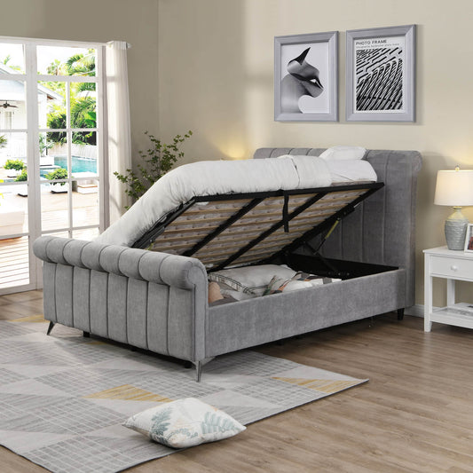 GIE Storage Bed Base & Headboard Double 4ft 6" / Grey CARLOW SIDE LIFT STORAGE BED