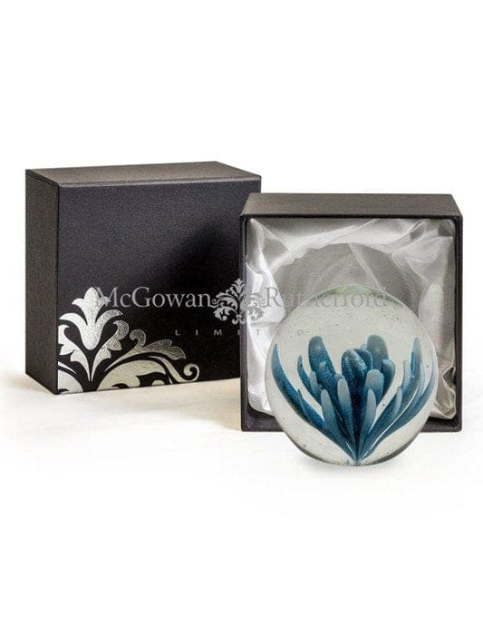 Harold Elmes Decorative Blue & White flower FLOWER GLASS BALL PAPERWEIGHT WITH GIFT BOX