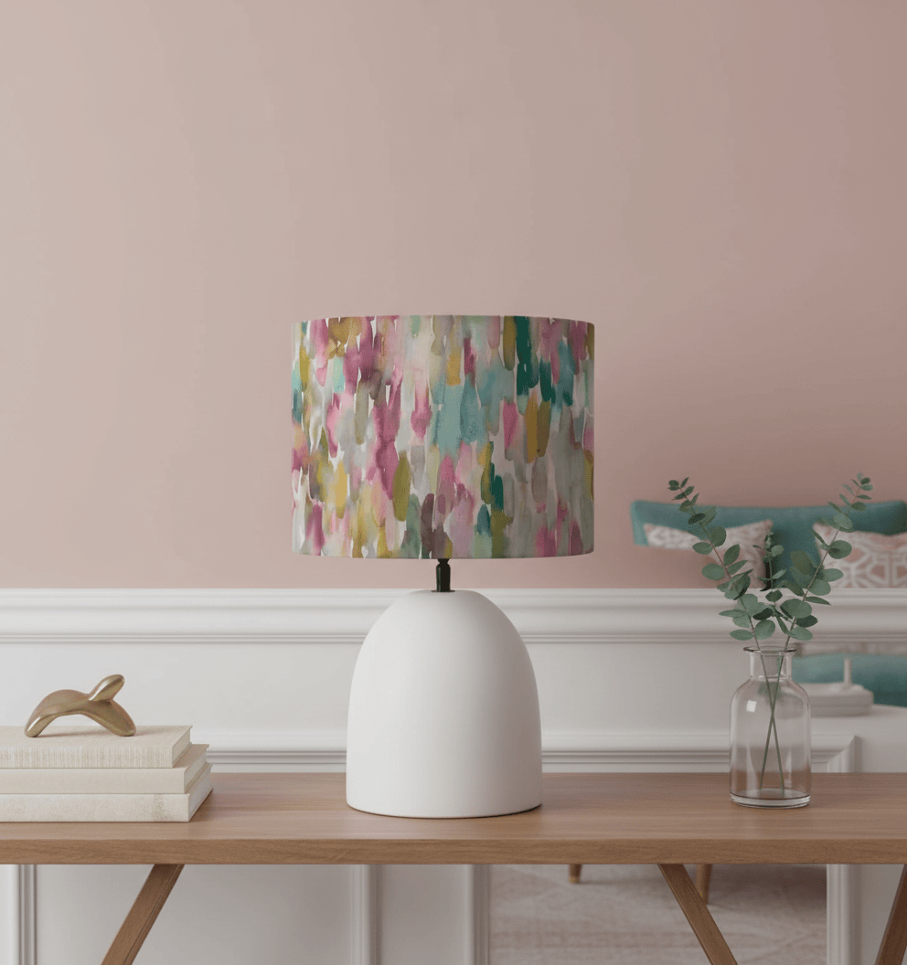 Hazelwood Interiors AZIMA EVA HAND ROLLED SHADE & LARISSA BASE | LOTUS | ECRU | COMPLETE CERAMIC TABLE LAMP by Voyage Maison