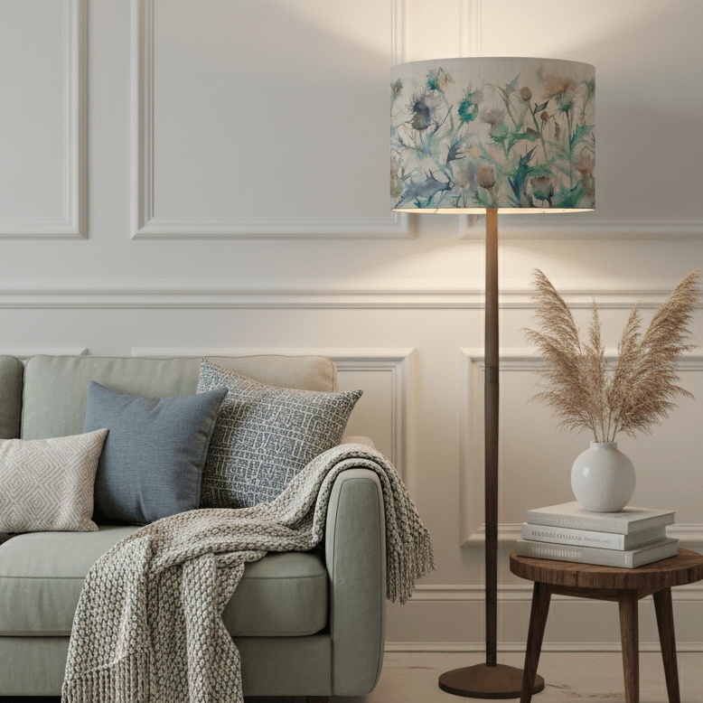 SOLENSIS GREY FLOOR LAMP BASE & CIRSIUM DAMSON SHADE BUNDLE by Voyage Maison