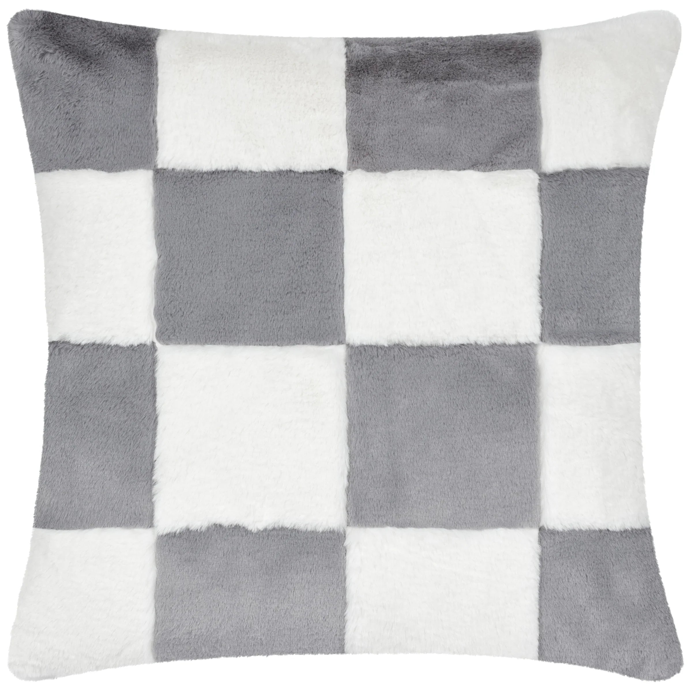 Heya Home (Riva Home) Cushions COZEE CHECK FAUX FUR FEATHER FILLED CUSHION – BLACK, LILAC, PINK OR SLATE BLUE by Heya Home