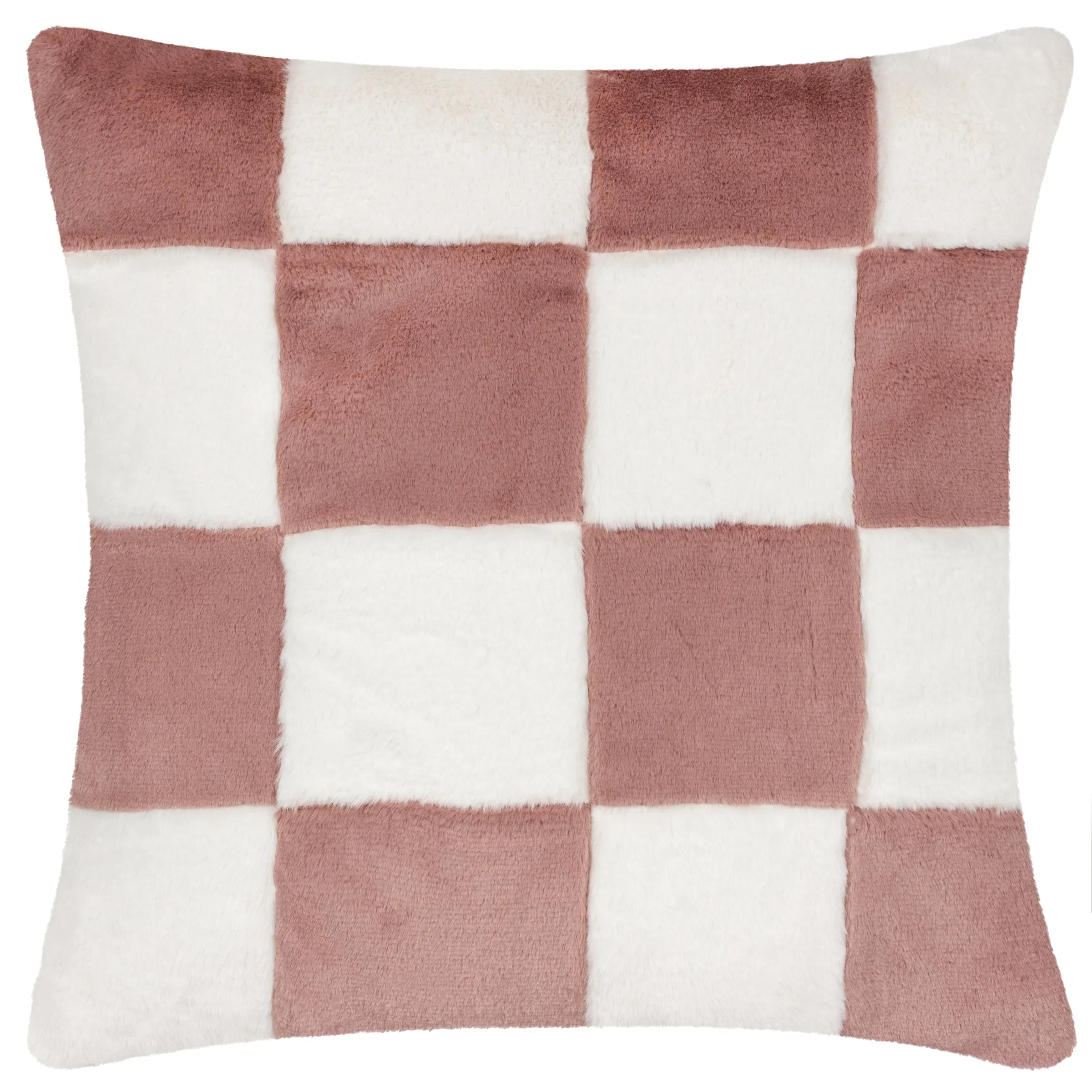 Heya Home (Riva Home) Cushions COZEE CHECK FAUX FUR FEATHER FILLED CUSHION – BLACK, LILAC, PINK OR SLATE BLUE by Heya Home