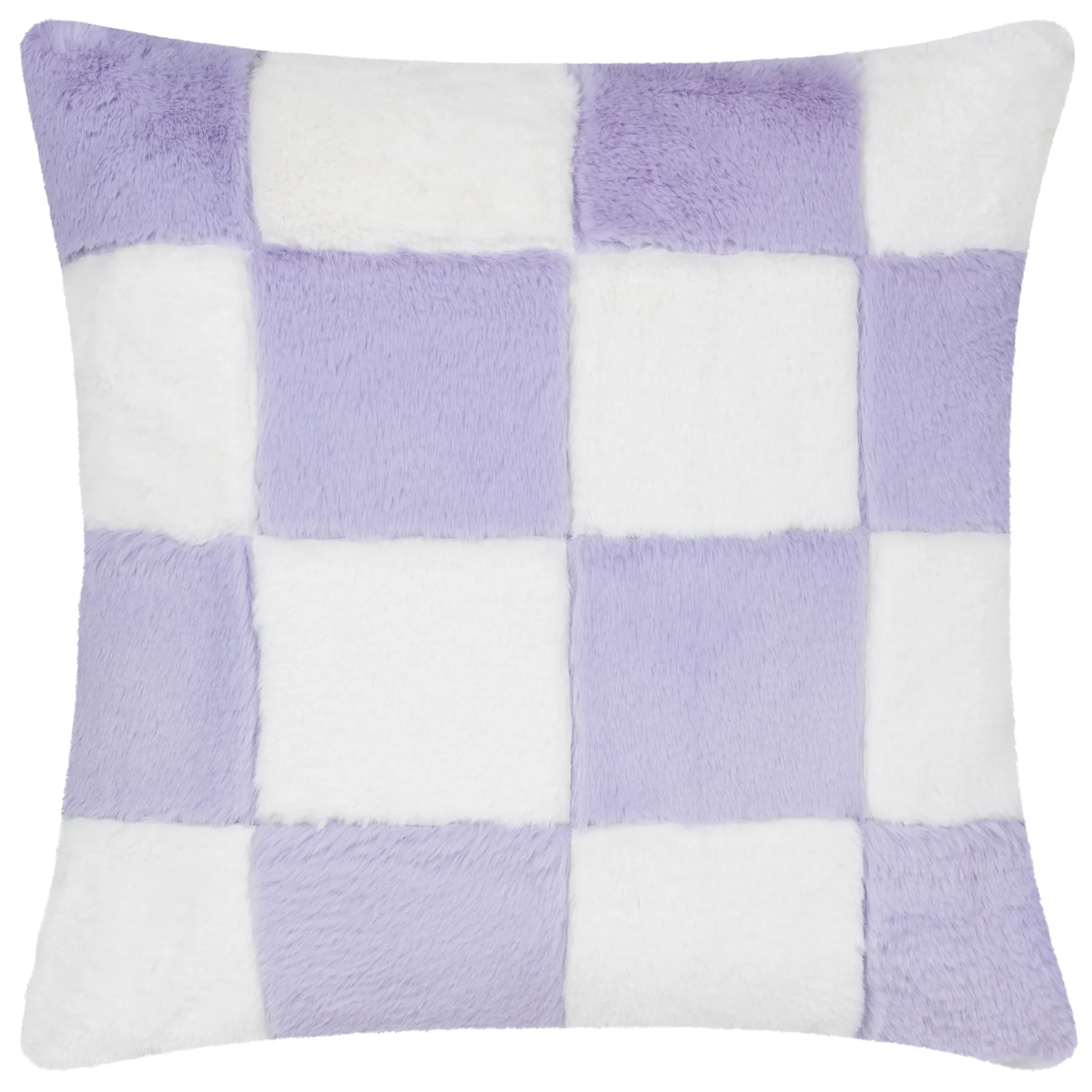 Heya Home (Riva Home) Cushions COZEE CHECK FAUX FUR FEATHER FILLED CUSHION – BLACK, LILAC, PINK OR SLATE BLUE by Heya Home