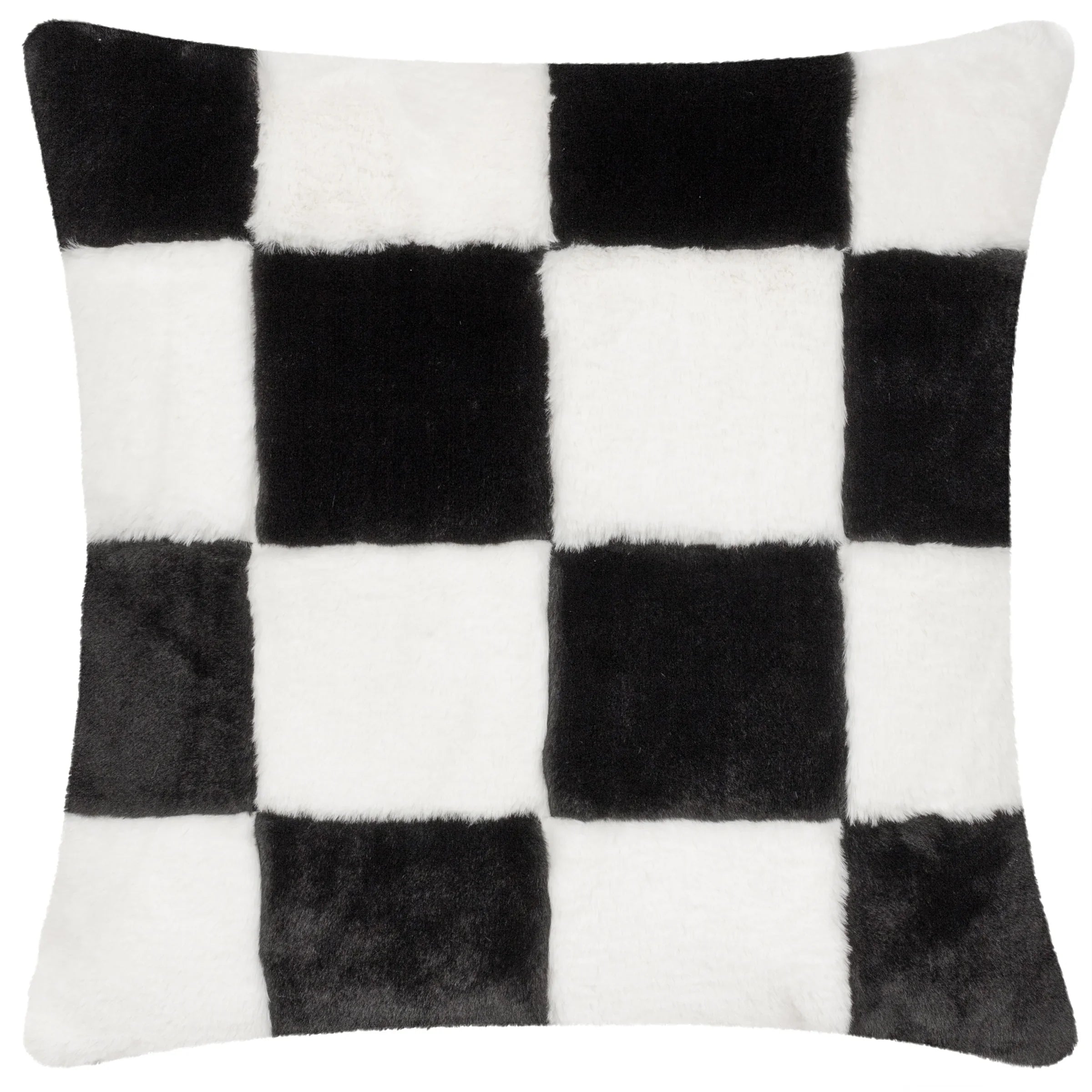 Heya Home (Riva Home) Cushions COZEE CHECK FAUX FUR FEATHER FILLED CUSHION – BLACK, LILAC, PINK OR SLATE BLUE by Heya Home