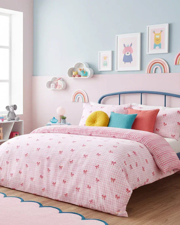 GINGHAM BOWS DUVET COVER SET PINK
by Heya Home