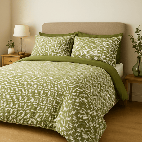 Alexa Abstract Cotton Rich Duvet Cover Set Olive by HÖEM