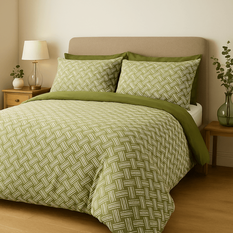 Alexa Abstract Cotton Rich Duvet Cover Set Olive by HÖEM