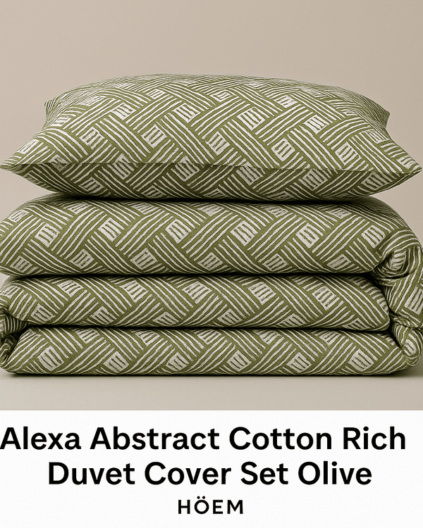 Alexa Abstract Cotton Rich Duvet Cover Set Olive by HÖEM