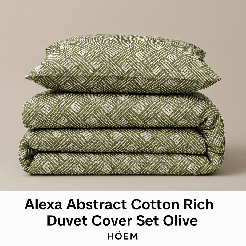 Alexa Abstract Cotton Rich Duvet Cover Set Olive by HÖEM