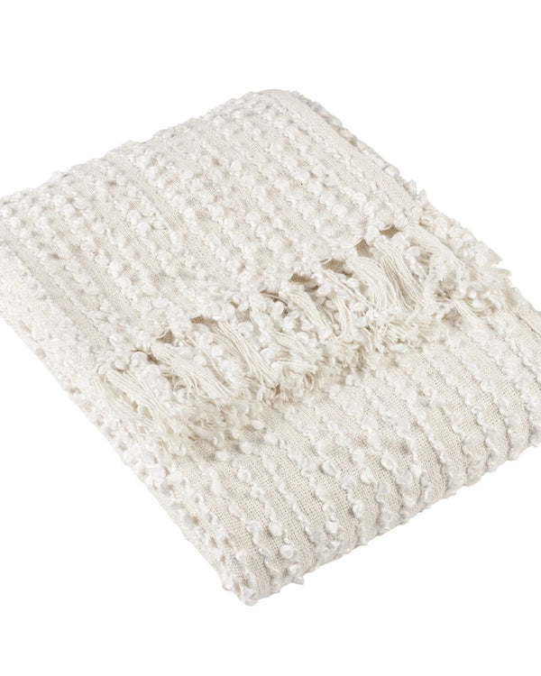Arvo Woven Tasselled Throw Natural by HÖEM