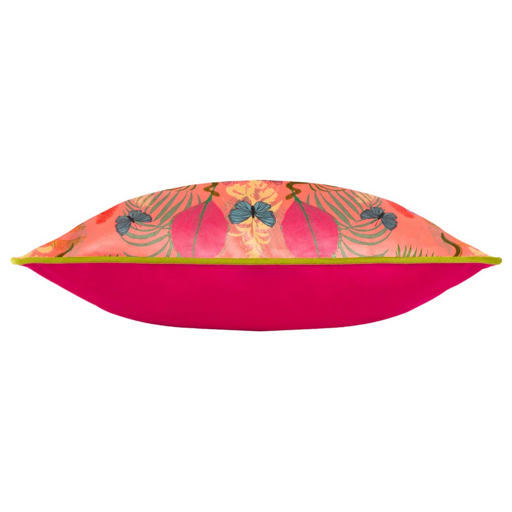 Kate Merritt Designs (Riva Home) Kate Merritt Cushion Kate Merritt Exotic Canopy Illustrated Cushion in Coral Pink