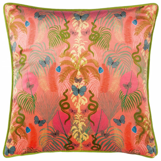 Kate Merritt Designs (Riva Home) Kate Merritt Cushion Kate Merritt Exotic Canopy Illustrated Cushion in Coral Pink